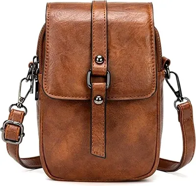 Immagine prodotto di Elegante borsa per telefono, in ecopelle nera di qualità, con tracolla regolabile di 130 cm