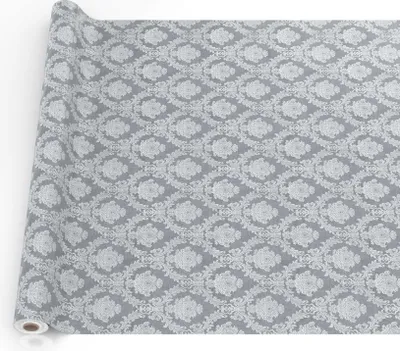 Produktbild von Tischdecke Barock aus Textil einfarbig Damast wasserabweisend Tischtuch Tischwäsche Aquarell Grau Breite 140cm Länge 2000cm mit Schnittkante