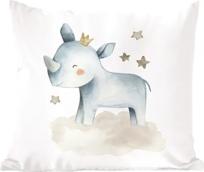 Produktbild von MuchoWow® Zierkissen Sofakissen Wohnzimmer Dekokissen 45x45 cm Nashorn - Sterne - Wolke - Schlafpolster - Polster für das Sofa