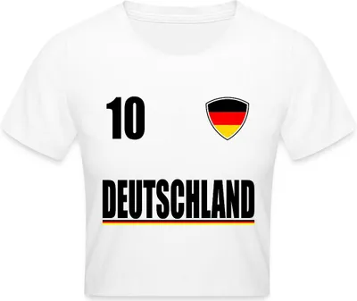 Produktbild von Spreadshirt Deutschland Nummer 10 Fußball Fan Deutschlandflagge Crop Top, M, Weiß