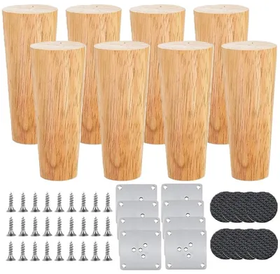 Imagen del producto de Juego de 8 patas de madera para muebles, con placa de montaje y tornillos
