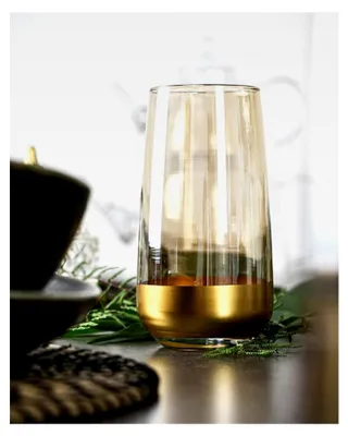Produktbild von Set von 6 Gold Trinkgläsern, 500 ml, Elegante Handgefertigte Wassergläser und Cocktailgläser