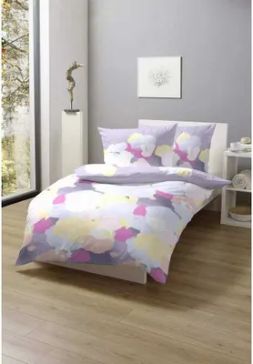 Immagine prodotto di Biancheria da letto Hahn in cotone sateen a pois azzurro bianco viola rosa, 135 x 200 cm + 80 x 80 cm viola