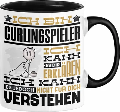 Produktbild von Curlingspieler Geschenk Kaffee-Tasse Geschenkidee für Curlingspieler Ich Bin Curlingspieler Ich Kann Es Dir Erklären Jedoch Nicht Für Dich Verstehen Spruch Lustig (Schwarz)