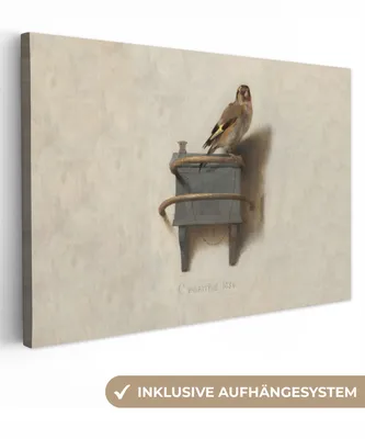 Produktbild von MuchoWow® - Leinwandbilder - Der kleine Stieglitz - Gemälde - Fabricius - Alter Meister, Wandbild, Wanddeko Bilder Wohnzimmer, 90x60 cm