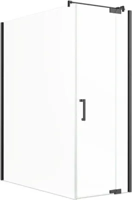 Obrázek produktu pro Sprchové dveře s boční stěnou Jungborn SETTE 120 x 90 cm barva rámu černá dekor skla čiré sklo