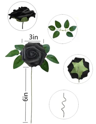 Image de Camerazar Fleurs artificielles décoratives - 25 roses noires en bouquet