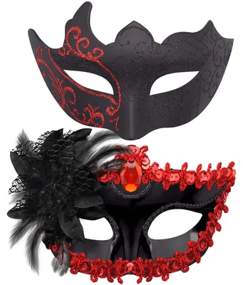 Image de Omgoods - Masques vénitiens pour fêtes et carnaval, lot de 2
