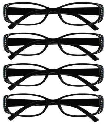Produktbild von Die Lesebrille Unternehmen Schwarz Diamonte Stil Leser Wert 4er-Pack Designer Stil Frauen Damen UVR4093BK +2,50