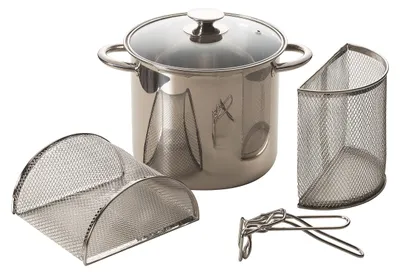 Pasta-Kochtopf Edelstahl mit Dampfeinsatz, 5 Liter, 2 Deckel