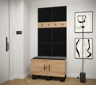 Obrázek produktu pro Předsíňová sestava RUMIE 4 - dub artisan, černé panely