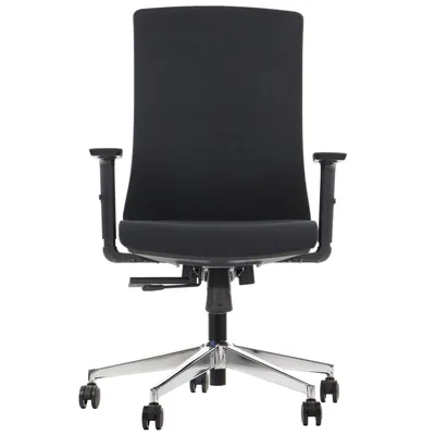 Immagine prodotto di Sedia da ufficio girevole ergonomica TONO, base cromata, braccioli regolabili, rivestimento nero