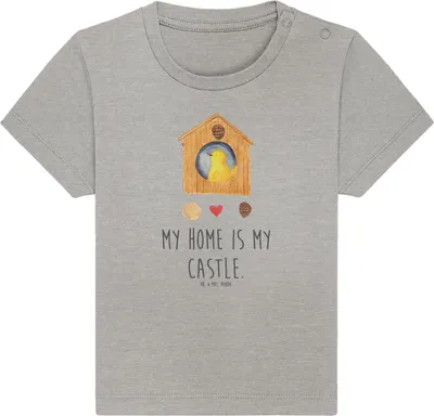Produktbild von Mr. & Mrs. Panda  T-Shirt Vogel Haus 24. - 36. Monat - Heather Grey - Geschenk, Wohnung, Familie, Vögel, Baby Shirt, Kinder, Babyshirt, Zuhause, Lustige Sprüche