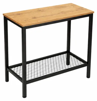 Produktbild von BEGRYF Beistelltisch Eichefarben Schwarz 60x30x60 cm Sofatisch mit Ablage Industrial Konsolentisch Wohnzimmer