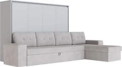Produktbild von Schrankbett M2 Horizontal 140x200  mit Ecksofa Sandgrau Perlgrau