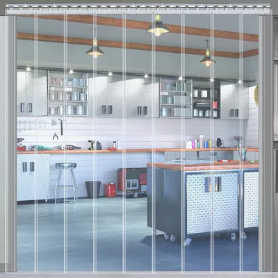 PVC-Streifenvorhang-Set, 121x243 cm, transparent, 9 Paneele