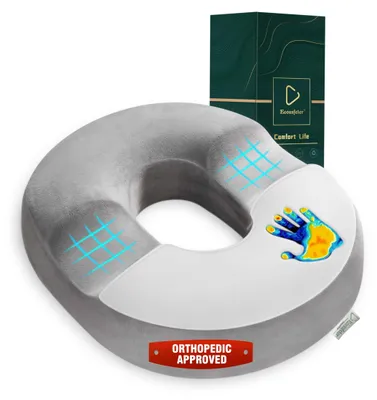 Obrázok produktu pre Polštár z pamäťovej peny, ergonomický okrúhly vankúš, sivý