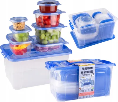 Zdjęcie produktu dla SuperButelki - Zestaw pojemników MULTIBOX, 27 sztuk,  120ml, 250ml, 700ml, 750ml, 950ml, 8l. organizery z pokrywkami na żywność - porządek i świeżość!