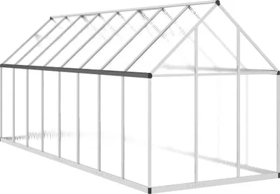 Zdjęcie produktu dla vidaXL Szklarnia z ramą fundamentową srebrna 445x169x195cm aluminium
