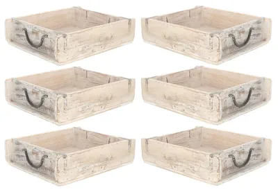 Produktbild von Novaliv 6x Holzkiste Vintage Weiß 30 x 25 x 8 cm Alte Ziegelform Holz Groß Allzweckkiste aus recyceltem Altholz Jede Form EIN Unikat – Vintage Kiste Deko