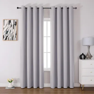 Obrázok produktu pre Zatemňovací záves 245 x 140 cm, polyester, tepelný, tlmivý hluk, do spálne, sivá biela