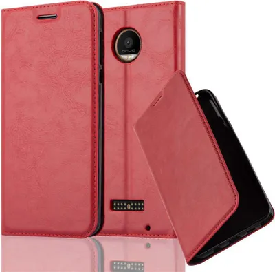 Obrázok produktu pre Cadorabo Case for Motorola MOTO Z FORCE Protective Case in Red Puzdro na mobilný telefón Puzdro Kryt Magnetické zatváranie