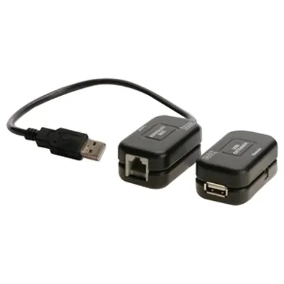 Produktbild von Digitus USB extender, Netzwerksender & -empfänger, 60 m, Cat5, Voll, 10/100Base-T(X), Schwarz