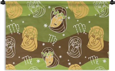 Produktbild von MuchoWow® Wandteppich Wandbehang Jungfrau - Tierkreiszeichen - Muster 60x40 cm Tapisserie Dekoration Wandtuch - Wanddekorationen
