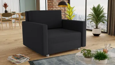 Produktbild von Schlafsofa Pura Midi mit Bettkasten - Polstersofa mit Schlaffunktion, Sofa, Bettsofa, Wohnlandschaft (Schwarz (Suedine 24))