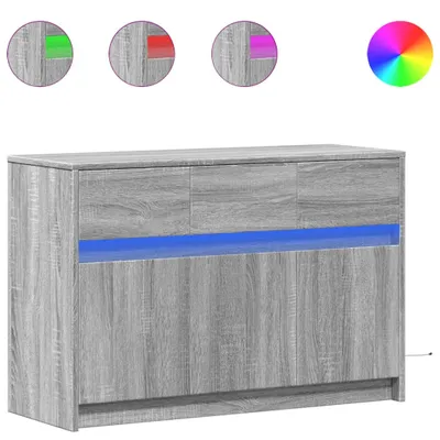 Image de vidaXL Armoire TV avec éclairage LED gris Sonoma 91x34x61 cm