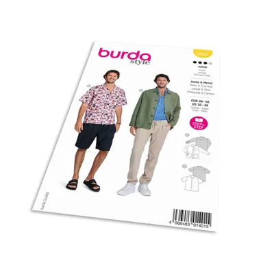 Productafbeelding van Burda patroon 5842 - Herenoverhemd, herenhemd, linnenhemd