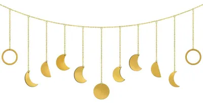 Image de Guirlande "Mondphasen" dorée, 120 cm, chaîne en bois et en métal avec crochets