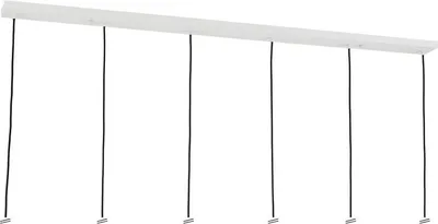 Image de Baldaquin de plafond pour luminaire allongé Boîte de dérivation avec 6 sorties de câble, pour table à manger, 150x10cm, blanc
