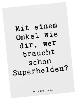 Produktbild von Mr. & Mrs. Panda Postkarte Spruch Super-Onkel - Weiß - Geschenk, herzerwärmende Sprüche, Grußkarte, bildkarte, Onkel, Ansichtskarte, Geschenke, lustige, Weihnachten