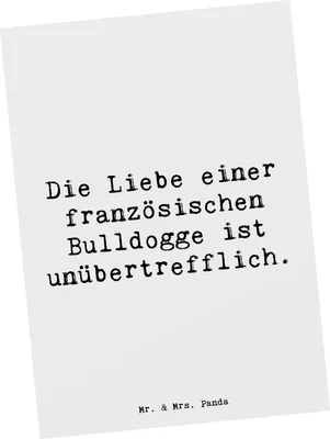 Produktbild von Mr. & Mrs. Panda Postkarte Spruch Französische Bulldogge Liebe - Weiß - Geschenk, Hunderassen, Postkarten, Fotokarte, Ansichtskarten, als Haustier, Charakter, Pflege