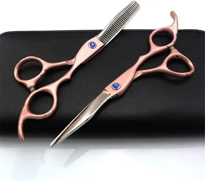 Produktbild von Friseurschere Professionelle Friseurschere und Effilierschere mit Scherentasche 14 cm 15,2 cm Salonfriseur oder Heimgebrauch