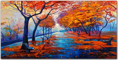 Produktbild von Coloray Küchenrückwand 100x50 Spritzschutz aus Glas - Bäume Park Herbst
