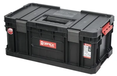 Produktbild von QBRICK® Werkzeugkasten TWO Toolbox | HxBxT 22x53x31cm | 2 Trennstege | 26 Liter | Mit Deck- & Teleskopgriffe | Mit Klemmverschlüsse | Metall | Schwarz | Transportbox, Systemkoffer