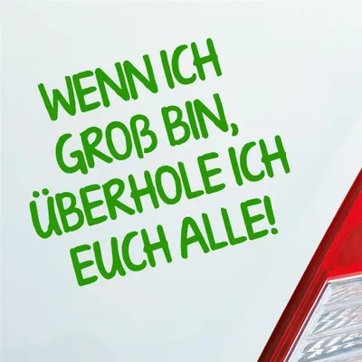 Produktbild von Auto Aufkleber Wenn ich groß bin, überhole ich euch alle! 12x9 cm Hellgrün Sticker Heckscheibenaufkleber