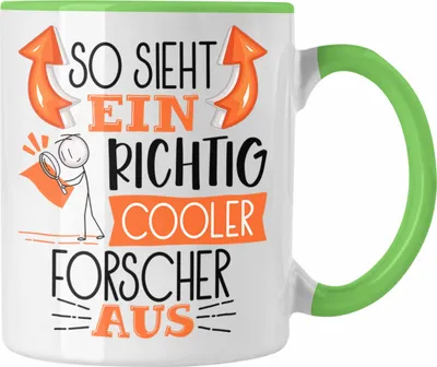 Produktbild von Trendation - Forscher Tasse Geschenk So Sieht Ein RIchtig Cooler Forscher Aus Geschenkidee Lustiger Spruch Geburtstag Becher Kaffeetasse (Grün)