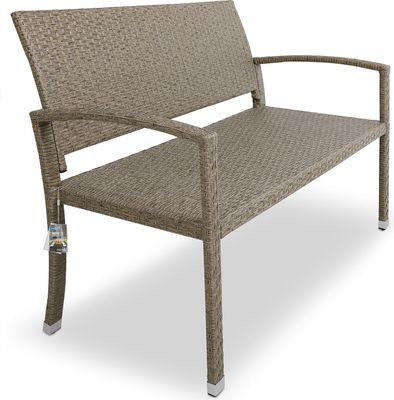 Deuba Gartenbank 2-Sitzer B 122 x H 87 x T 60 cm, Polyrattan, UV-lichtbeständig, Sitzkomfort Parkbank Balkon Garten Möbel Sitzbank, Farbe:creme