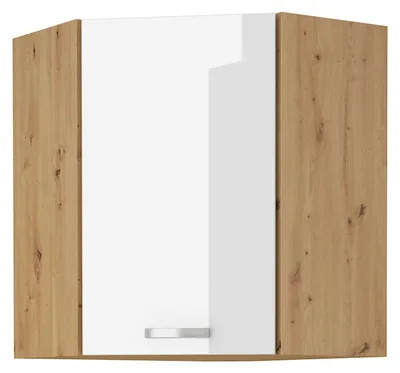 Produktbild von Eckhängeschrank 60x60 Eiche Artisan Weiß Hochglanz Küchenzeile Küchenblock Küche