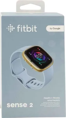 Imagen del producto de Smartwatch Fitbit Sense 2, color Azul Niebla y Dorado Suave (FB521GLBM)