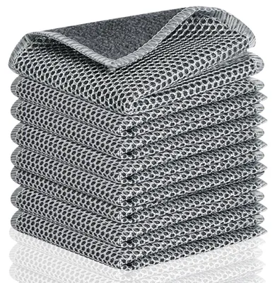 Produktbild von 8 Stück Mikrofasertücher, Geschirrtücher mit Netzstruktur, 20 x 20 cm, für Haushalt, Küche und Fenster