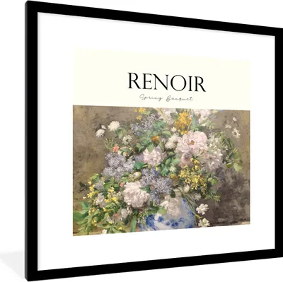 Produktbild von MuchoWow® Gerahmtes Poster Blumen - Renoir - Blumenstrauß - Kunst 40x40 cm - Poster mit Schwarzem Bilderrahmen Wandposter Rahmen Foto Bilder - Poster - Plakat im Rahmen