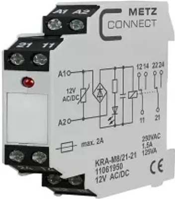 Zdjęcie produktu dla Metz Connect KRA-M8/21-21, 2 przełączniki, 12 V AC/DC 11061950