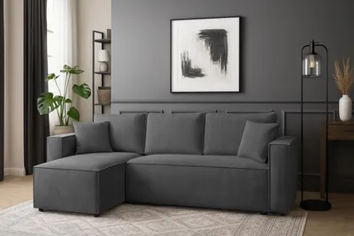 Produktbild von Couchgarnitur Eckcouch CAPRI L-Form, Schlaffunktion, CORD Stoff, Bettkasten und Seitenlehnen