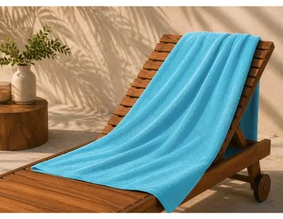 Zdjęcie produktu dla Ręcznik plażowy frotte - 100x150 cm - Turkusowy