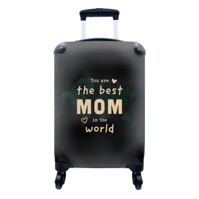 Produktbild von MuchoWow® Koffer Handgepäck Trolley Rollkoffer Kleine Reisekoffer mit 4 Rollen - Muttertag - Weltkarte - Herz - Cabin Size < 55x40x23 cm & 55x40x20 cm - Fotokoffer - Kabinenkoffer - Boardgepäck - Reise-Box - Reisekoffer - Reisegepäck - Koffer mit Bild - Trolley für Kinder