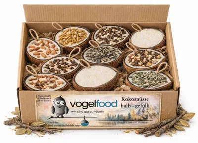 Produktbild von 10 Stck Kokosnüsse halb Vogelfutter Fettfutter Winterfutter